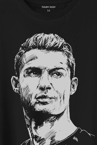 Cr7 Cristiano Ronaldo Silüet Manchester United Baskılı Tişört Unisex T-shirt 001