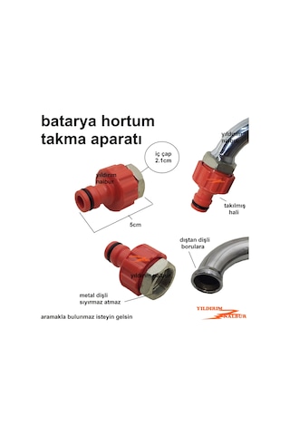 Batarya Hortum Bağlama Aparatı Metal Diş İç Diş Musluk Hortum Tak