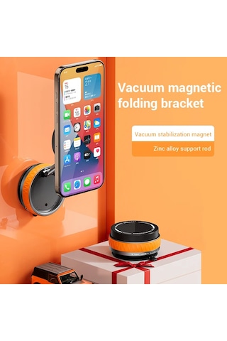 360 Ayarlanabilir Vakum Manyetik Vantuz Telefon Dağı, Eller Serbest Manyetik Black -