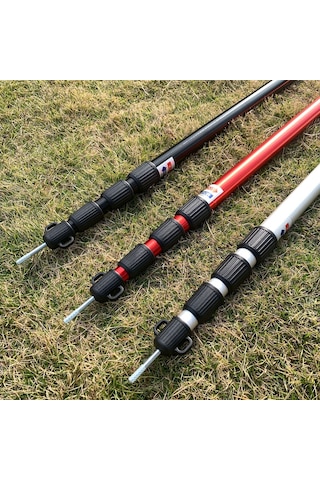 Lemestar Alüminyum Çelik Güneşlik Çadır Çubuğu 280cm - 4 Bölümlü Genişletilebilir, 0.9m İçinde Saklanabilir, 600g, Kırmızı Tek Adet Kırmızı