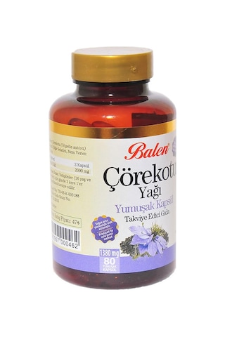 Balen Çörekotu Yağı Yumuşak Kapsülü 1380 MG 80 Çörek Otu Soft Gel