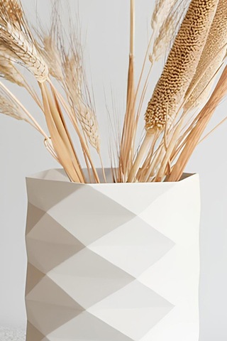 Dekoratif Beton Vazo Modern Geometrik Tasarım Kuru Çiçek Ve Masa Üstü Aksesuarı Beyaz