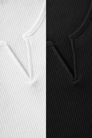 Demirsa Boutique Modelli, Fitilli, Pamuklu Penye Kaşkorse Kumaş Kalın Askılı V Yaka Siyah Ve Beyaz Kadın Atlet Siyah-beyaz1