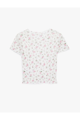 Koton Çiçekli Beyaz Kadın T-shirt 6sak50014uk Beyaz
