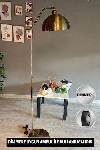 Dimmerli Işığı Ayarlanabilen Işığı Artırılıp Azaltılabilen Eskitme Hareketli Başlık Metal Lambader Eskitme