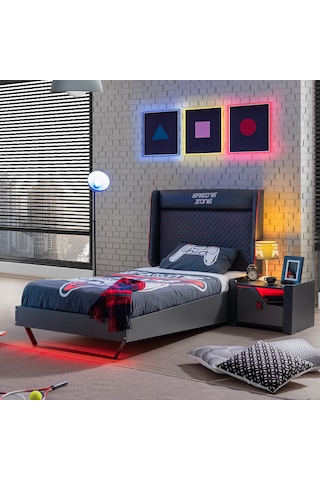 Gamer Oyuncu Deri Başlıklı Ledli Karyola