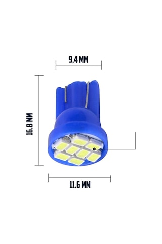 2 ADET BUZ MAVİ RENK MiNi DİPSİZ T10 LED PARK AMPULÜ 8 LEDLİ