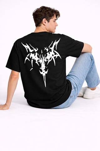 Nevermind Oversize Erkek Tişört Arkası Baskılı Streetwear Siyah Grafik Back
