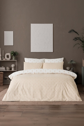 Mix & Match Noelle %100 Pamuk Tek Kişilik Nevresim Seti Bej