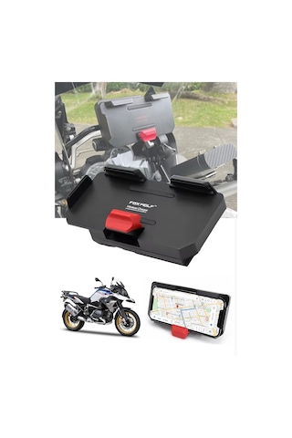 Bmw Motosiklet Uyumlu Kablosuz Hızlı Şarjlı Motosiklet Telefon Tutacağı R1300gs, R1200gs, R1250gs Siyah