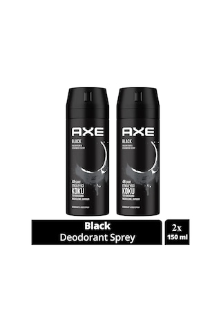 2 Adet Axe Erkek Deodorant & Bodyspray Black 48 Saat Etkileyici Koku Vücut Spreyi 150 Ml