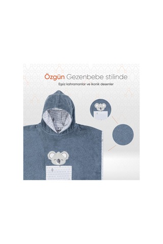 Gezenbebe Hero Kahraman Kapüşonlu Havlu Bebek Çocuk Pançosu Mavi