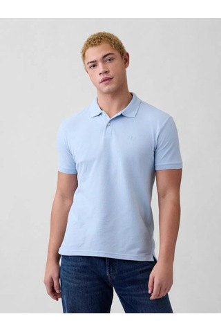 Gap Logo Piqué Polo Yaka T-shirt Erkek Mavi T-shirt Polo Yaka Tişört-14303