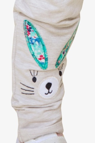 Breeze Kız Bebek Tayt Pantolon Tavşan Nakışlı 9 Ay-3 Yaş, Bej Melanj Bej Melanj