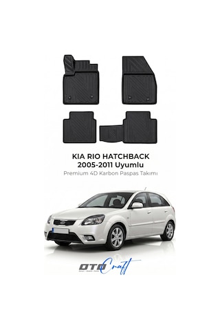 Otocraft Kia Rio Hatchback 2005-2011 Araca Özel 4d Karbon Oto Paspas Havuzlu Tam Set