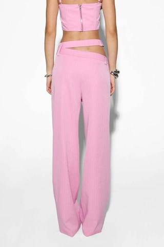 By Dyln Şık Pink Pinstripe Hendrix Pantolon - Mid Rise, Kesik Bel Detayı İle Rahat Fit Pembe