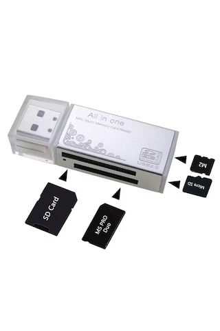 6070 Usb Çoklu Kart Okuyucu Sd Micro Mmc Ms Microsd Sdhc Hafıza Kartı Adaptörü