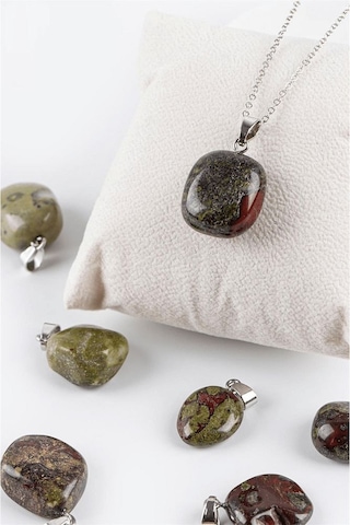 Sertifikalı Tımbıl Model Kan Taşı Kolye Heliotrop Çok Renkli