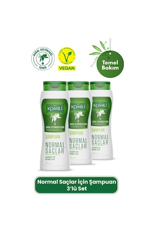 Komili Normal Saçlar İçin Vegan Temel Bakım Şampuanı 3'lü Set- - 3 X 500 Ml Dökülen