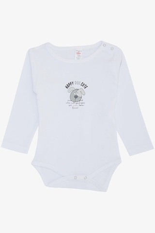 Breeze Erkek Bebek Çıtçıtlı Zıbın Body Sevimli Köpekçik Baskılı 9 Ay-3 Yaş, Beyaz Beyaz
