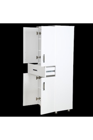 Çok Amaçlı Dolap Model Hard Parlak BEYAZ Suntalem 4Raf 1Çekmece 180 El Yapım Beyaz