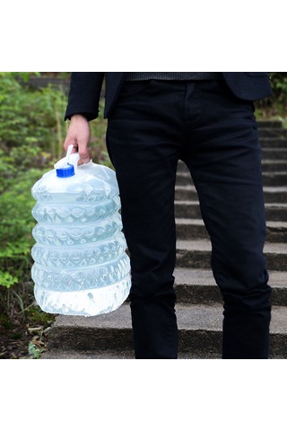 Xiyyadms 15l Taşınabilir Pe Katlanabilir Su Torbası, Kapaklı, Akış Kontrolü, Kamp-piknik-doğa Aktivitesi İçin Güvenilir Ve Yeniden Kullanılabilir Şeffaf