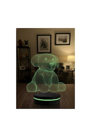 Sevgiliye Ve Çocuklara Hediye 3 Boyutlu Köpek Lamba - Rgb Led Dekoratif Aydınlatma Çok Renkli