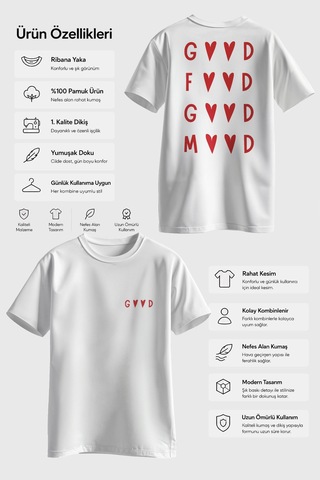Spoyi Good Mood Tasarımlı %100 Pamuk Yarım Oversize Beyaz T-shirt