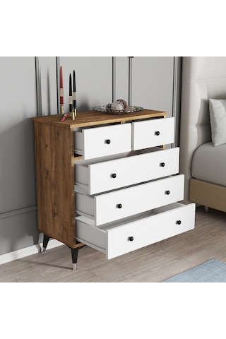 Moxen Mobilya S12 Çam- Beyaz Şifonyer