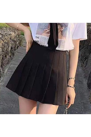 Yaz Kadın Pileli Etekler Bayan Mini Etekler Yüksek Bel Beyaz Siyah Etekler Tatlı Kız Kore Etekler Siyah