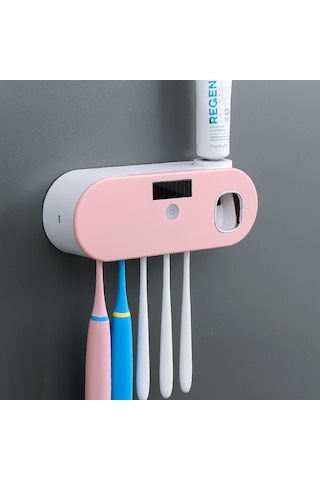 Akıllı Uv Diş Macunu Sıkma Diş Fırçası Tutucu Pembe