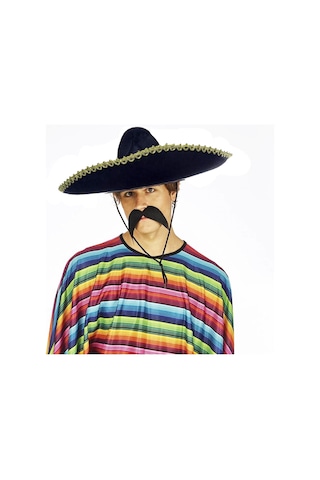 Sombrero Meksika Şapkası Mariachi Altın Şeritli Yetişkin Boy +0