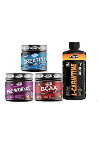 Gelişim Paket L-carnitine 3000mg/pre-workout 300g/bcaa 300g/creatine 120g Elma