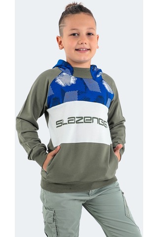 Slazenger DRAGICA IN Çocuk Kapüşonlu Cepli Haki Sweatshirt