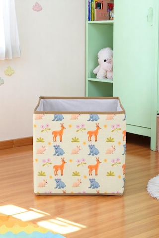 İronika Animals Kapaksız Kutu Dolap İçi Organizer Oyuncak Eşya Çamaşır Saklama Kutusu Düzenleyici 30x30x30 Sarı