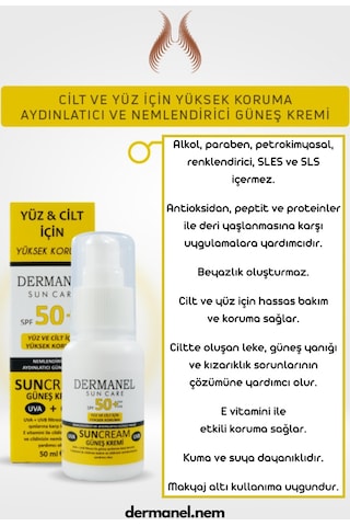 Dermanel Nemlendirici Ve Aydınlatıcı Güneş Kremi 50 ML + Dermanel Ter Önleyici Sprey 150 ML
