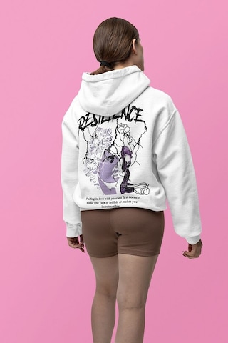 Sevbano Resilience Baskılı Unisex Oversize Tasarım Hoodie Beyaz