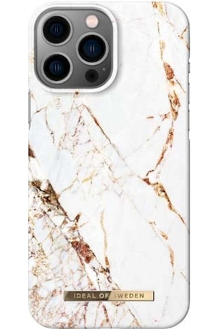 Fashion Case Apple Uyumlu iPhone 13 Pro Max Tasarım Kılıf - Carrara Gold Beyaz