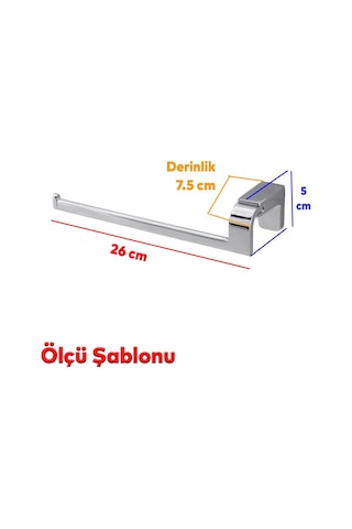 Badem10 Banyo Lavabo Mutfak Aparat Uzun Kağıt Havluluk Açık Kağıtlık 26 Cm Metal Sağlam Krom Genel