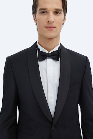 Kip Siyah Modern Fit Şal Yaka Dokuma Smokin Takım Elbise Siyah