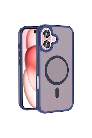 Apple Uyumlu iPhone 16 Kılıf M-safe Şarj Özellikli Mat Arka Yüzey Zore Sio Kapak Lacivert Apple Uyumlu iPhone 16 Kılıf M-safe Şarj Özellikli Mat Arka Yüzey Zore Sio Kapak Lacivert