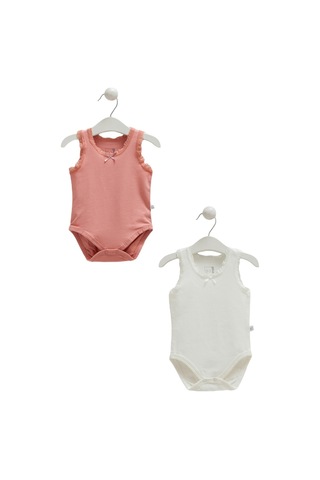 Altıntaş Baby Caramell Dantel Detaylı %100 Pamuk 2'li Body Set Kız Bebek Gül Kurusu Gül Kurusu