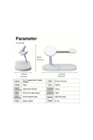 Topshop1 Siyah 3 Cihaz Aynı Anda Kullanılabilen Manyetik 5li Kablosuz 15w Qi Hızlı Şarj Standı İphone İwatch Uyumlu