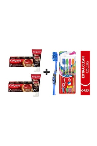 Colgate Optic White Kahve, Çay Tütün Kullanan Için Diş Macun 125ml 2 Ad +extra Clean Diş Fırçası 3+1 Beyazlık