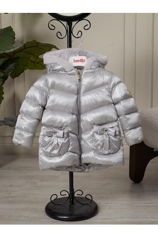 Benitto Kids Kız Bebek Çocuk Kapüşonlu Mont 51360 Gri