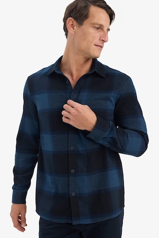 Defacto Regular Fit Polo Yaka Kareli Flanel Uzun Kollu Gömlek E8242ax25aunv64 Lacivert-nv64