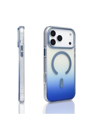 Zore İphone 17 Pro Max Kılıf M-safe Şarj Özellikli Transparan Renk Geçişli Nvth Toros Kapak - Gri