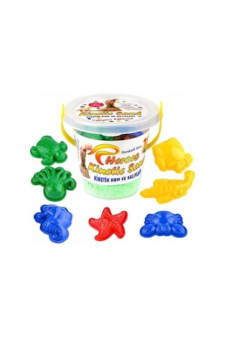 Heroes Kinetik Kum Kovalı Set 6 Renk Seçenekli 1 Kg + 6 Parça Oyun Kalıbı Yeşil
