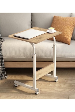 Sekizincicaddedizayn Yükseklik Ayarlı Laptop Sehpası - Atlantik Çam (Tekerli)