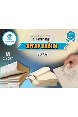 A4 Kitap Kağıdı 2. Hamur Kağıt Göz Yormayan Kağıt 70 Gram 500 Adet 2,18kg